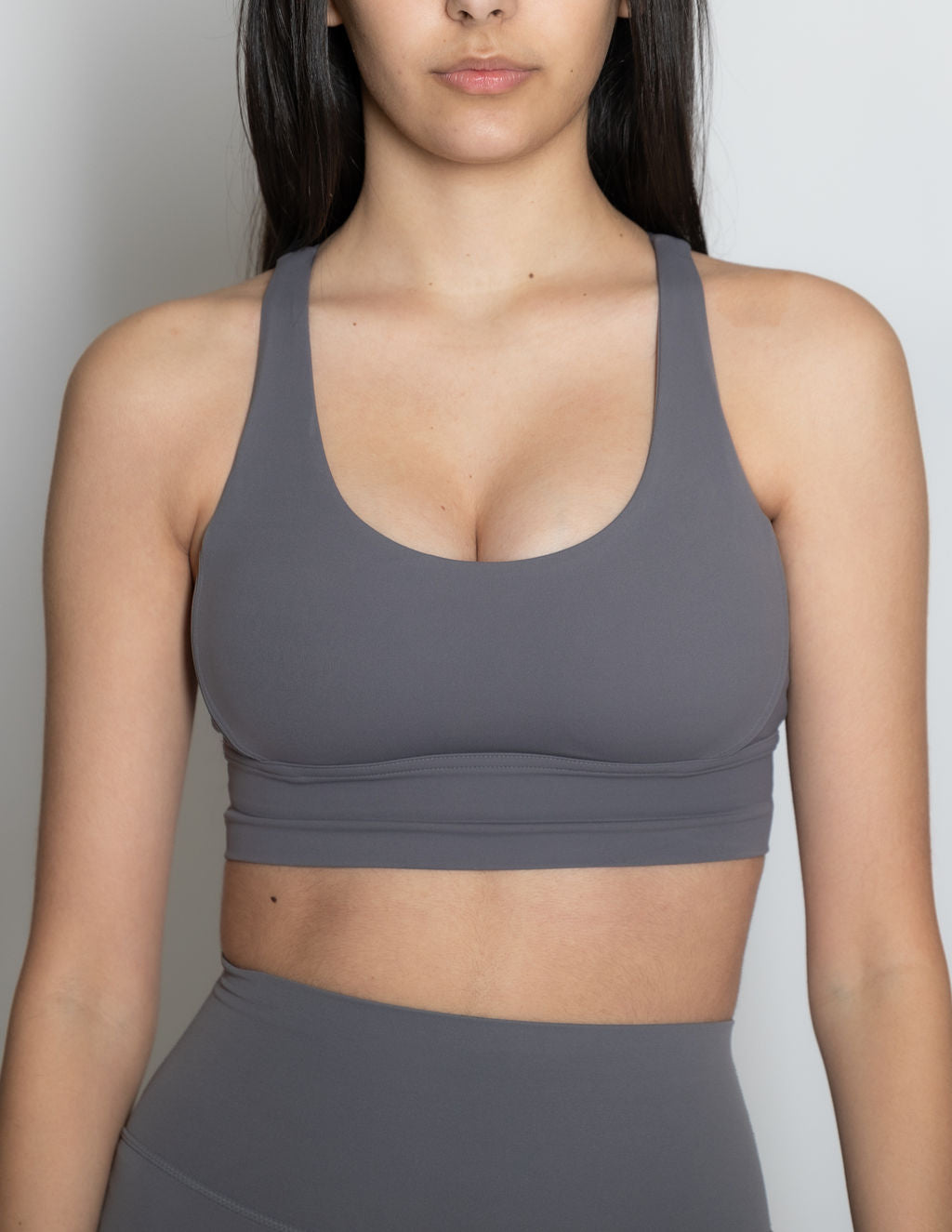 Finesse Active-Asymmetrical Sports bra, Charcoal Grey